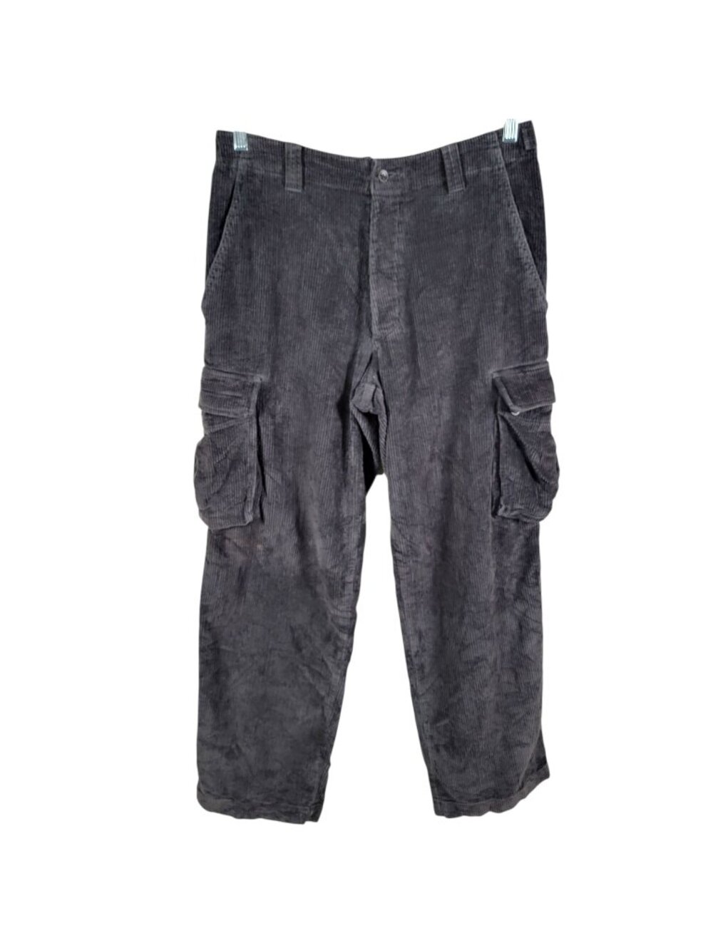 J. Crew Mens Gray Preppy Y2K Relaxed Fit Corduroy Button Fly Cargo Pants 32x30